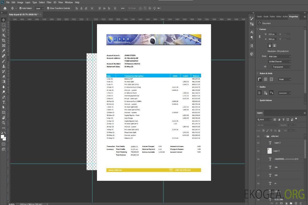 Relevé de la Banque centrale de Bosnie-Herzégovine, modèle facile à remplir au format Excel et PDF (AutoSum) template